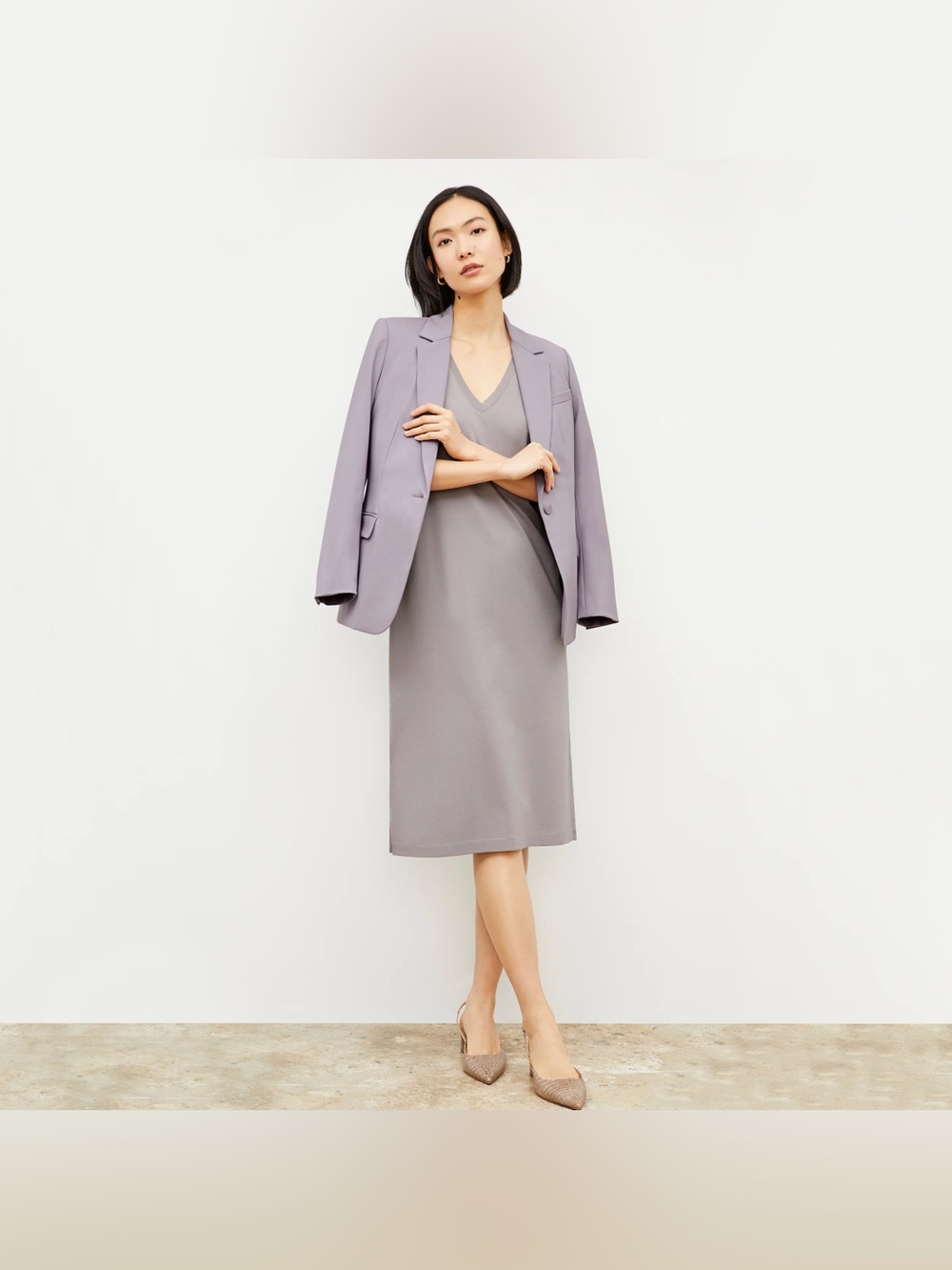 MM Lafleur Dress Dusty Lavender muted Peruvian connection Pima cotton modern cos